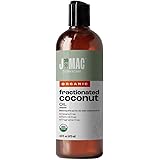 J MAC BOTANICALS Organic Fractionated Coconut Oil (16 oz) Fractionated coconut oil for essential oils, Coconut Carrier oil fo