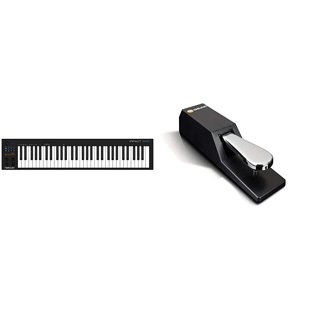 NektarImpact GX61 USB MIDI Controller Keyboard with Nektar DAW Integration & M-Audio SP-2 - Universal Sustain Pedal with Piano Style Action, The Ideal Accessory for MIDI Keyboards, Digital Pianos