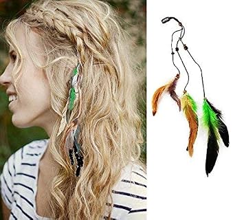 Leysin Feather Hair Clip Extension For Women And Girls Set Of 2
