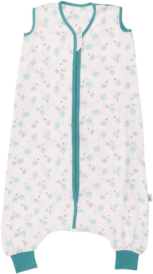 Slumbersac Muslin Sleeping Bag with Feet Approx. 0.2 Tog - Blue Elephant - 100cm