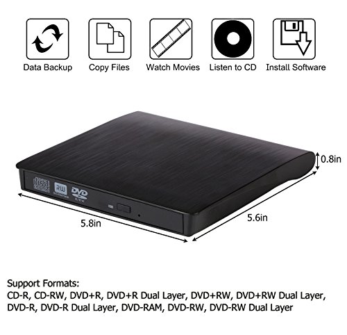 External CD Drive,Yudeg USB 3.0 External Optical CD Drive DVD RW CD Rewrite Burner for Laptop Desktop Macbook Mac OS/ Windows/ Vista - Thumbnail 6