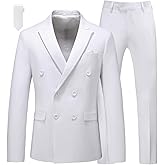MOGU Suits for Men, 2 Piece Slim Fit Suit with Double Breasted Blazer and Tuxedo Pants