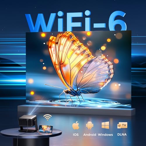 30,000 Lumen Projector Compatible with Netflix AMEELA 1080P Projector with WiFi and Bluetooth, Auto Focus/Trapezoidal Correction 100,000+ Apps & Supported, Dolby Audio, Video Projector for iOS/Android/PS5