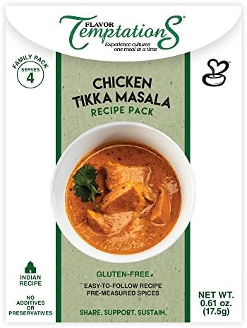 Flavor Temptations Chicken Tikka Masala Spice Recipe Pack | All Natural And Organic Indian Spices With Fresh Coriander Powder For Easy And Flavorful Indian And Pakistani Cooking