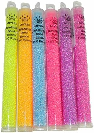 Luminous 6 Color Mix Miyuki Rocailles Glass Seed Beads 11/0 Each in 5" Tube
