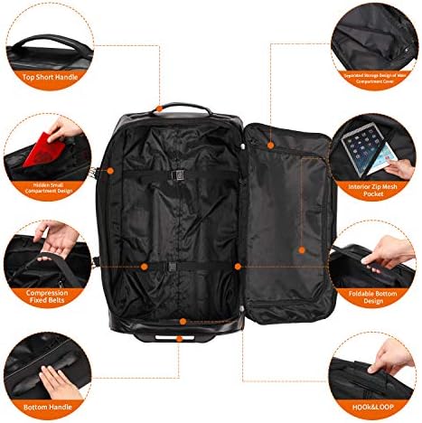Gonex Rolling Duffle Bag with Wheels, 70L Water Repellent Wheeled Travel Duffel Luggage with Rollers 26 inch, Black 5 Gonex Rolling Duffle Bag with Wheels, 70L Water Repellent Wheeled Travel Duffel Luggage with Rollers 26 inch, Black
