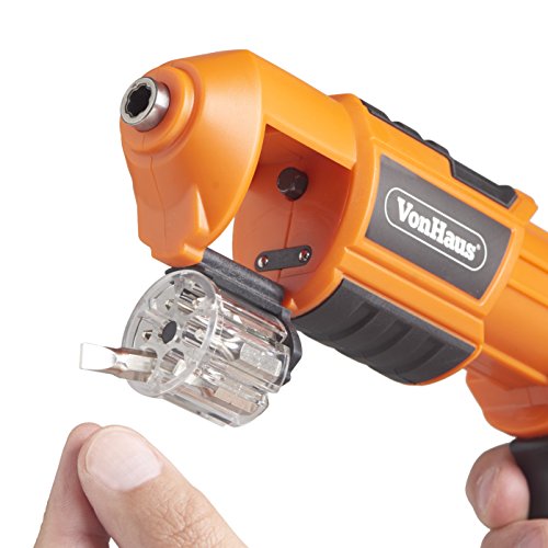 VonHaus-6-in-1-USB-Charging-Cordless-Electric-Screwdriver-36V-Li-Ion-with-6pc-Bit-Set-Quick-Change-Bit-Storage-Revolver-Magazine-Belt-Holster