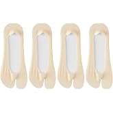 FIYIGO Women's No Show Socks, Tabi Toe Non Slip Flip-Flop Invisible Socks | Split Toe Liners, Ultra Low Cut Footies, Non-Skid Heel Grip, Thin Ice Silk and Cotton, for Flats, Loafers, Sandals, Heels