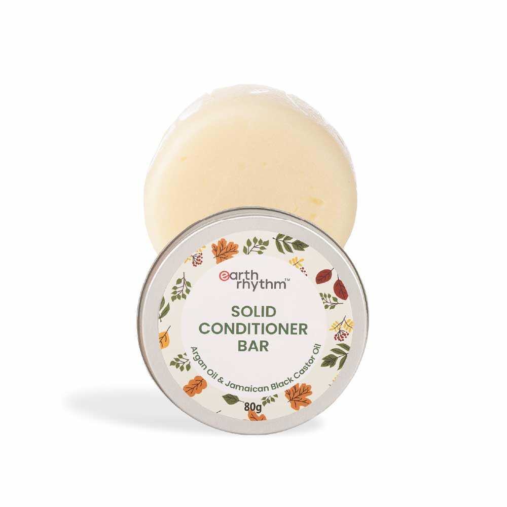 Earth Rhythm Argan Conditioner Bar, | Deep Conditions Hair, Balance Scalp pH levels, Prevent Dryness, Boost Shine, Certified Natural, Plastic Free - 80 gm