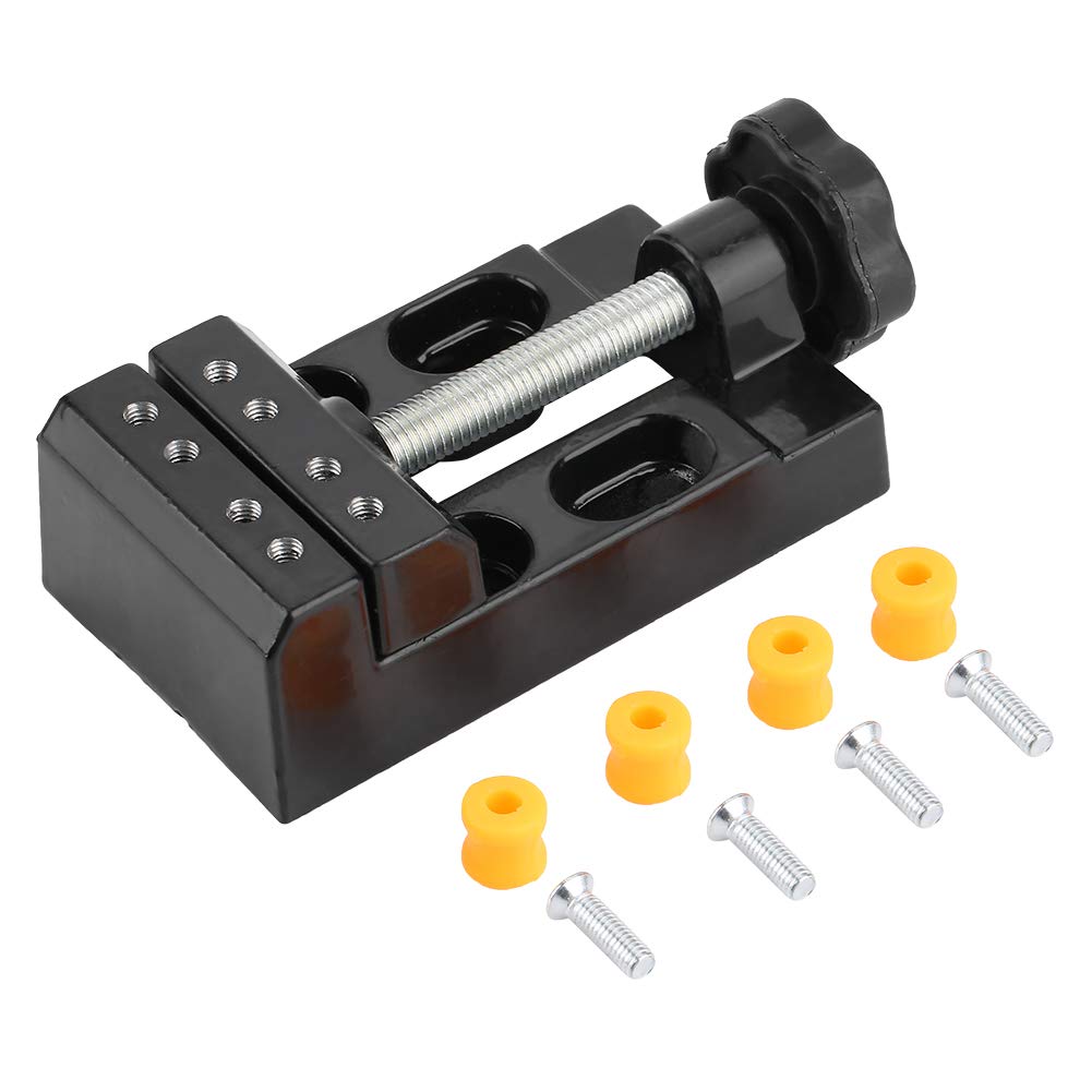 Oumefar Mini Opening Parallel Table Vise Hobby Table Craft Jewelry Clamp Vice Repair Tool for Jewelry Walnut Nuclear Watch Repairing Clip On DIY Sculpture Craft Carving Bed Tool