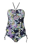 Color City Women Halter Floral Two-Piece Push Up Tankini Swimsuit