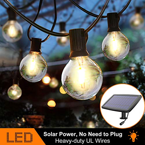 Solar String Lights,BEIEN Waterproof LED Indoor/Outdoor Hanging Umbrella Lights with 27 G40 Bulbs&4 Light Modes-27FT Heavy Duty Patio Lights with 4400mAh Solar Battery for Patio,Backyard,Garden,Bistro - Thumbnail 7