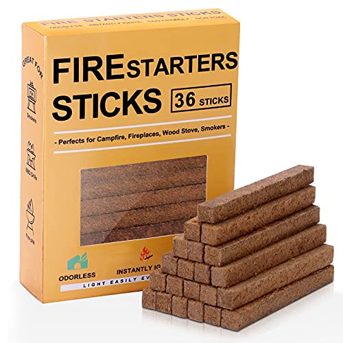 Realcook Fire Starters Natural Sticks 36 Count Easily Start Charcoal