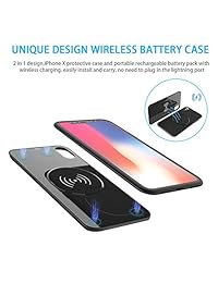 Estuche de batería para iPhone X   Xs, FEEKEA 5000mAh QI Banco de energía con cargador inalámbrico, batería recargable extendida 2en1 Estuche de carga para iPhone X   Xs, Estuche protector de energía con respaldo para carga inalámbrica