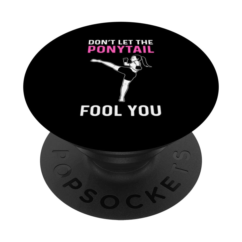 Don't Let The Ponytail Fool You. Female Kickboxing PopSockets Swappable PopGrip