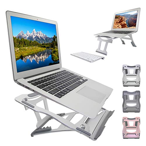 Muse Aluminum Transformable Laptop Stand, Convertible Laptop Riser Ventilated Notebook Holder Stand Compatible with MacBook Air/Pro Dell XPS HP Lenovo etc. for 10-17″Laptop Computer (Silver)