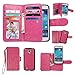 Samsung Galaxy S4 mini Case, xhorizon TM Premium Leather Folio Case [Wallet Function] [Magnetic Detachable] Fashion Wristlet Lanyard Hand Strap Purse Soft Flip Book Style Multiple Card Slots Cash Compartment Pocket with Magnetic Closure Case Cover Skin ZA5 for Samsung Galaxy S4 mini (I9190) - Rose Red