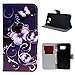 for Galaxy S6, Leathlux Purple Flower Wallet PU Leather Case with Stand and Card Slots, Magnetic Flip Folio Protective Skin Cover for Samsung Galaxy S6 SM-G920…