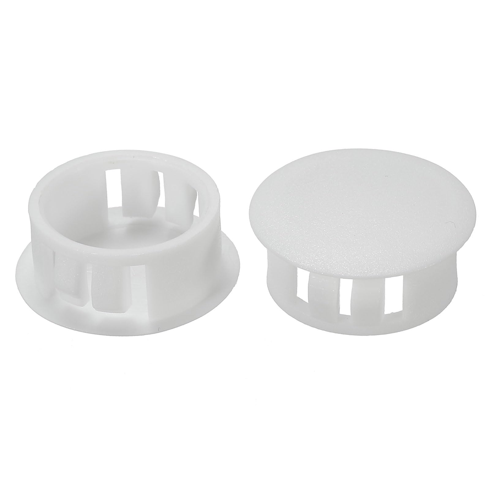 PATIKIL 20mm (13/16") Plastic Hole Plugs, 60Pcs Flush Type Round Hole Plugs Cover Snap in Locking Hole Tube for Table Kitchen Cabinet Furniture, White