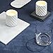 White Ceramic Candle Holders with Decorative Built-in Flameless Candles, Warm White LED Glow, Textured Pottery Holders, Indoor Use - Set of 2