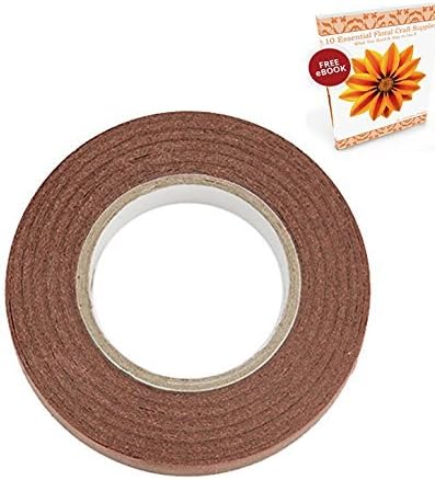 Mutli Color Rainbow Green Floral Tape Stem Wrap Gum Paste 1/2" X 30 Yards 90 Feet Total w/Flower Crafting eGuide (1 Pack, Brown)