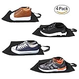 Bagail Set of 4 Lightweight Waterproof Nylon Storage Traveling Tote Shoe Bags Black 15.8x10.2