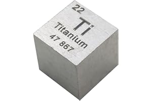 TIHONORI Titanium Cube - 10mm Pure Metal Element Cubes - Laser Engraved High Density Cube Set for a Periodic Table of Elements Collection,Titanium