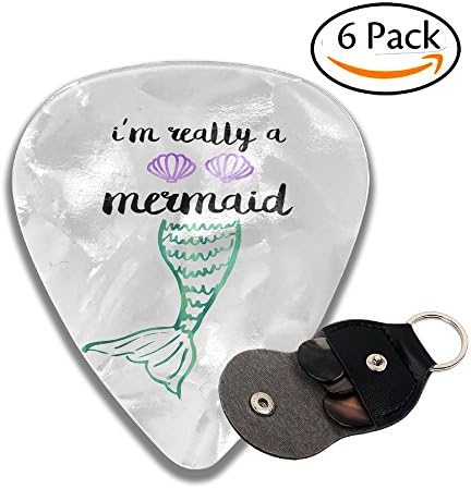 HXXUAN Really Mermaid Shell Guitar Picks 351 Shape Classic Picks 6-pack For Electric Guitar,Mandolin,And Bass