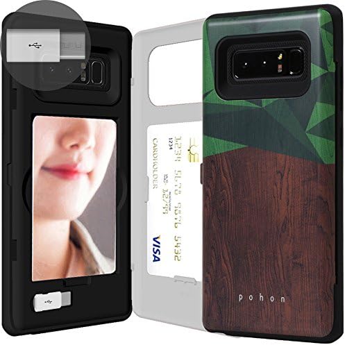 Galaxy Note 8 Case, Galaxy Note 8 USB-C Type-C[Card Slot] [Drop Protection] [Wallet] with Inner USB Type C Adapter and Mirror for Galaxy Note 8 - Wood