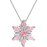PINK TOWN Snowflake Necklace for Women Sparkle Crystal Snowflake Pendant Necklace Trendy Christmas Necklace Dainty Crystal Winter Snowflake Necklace Christmas Birthday Party Costume Jewelry