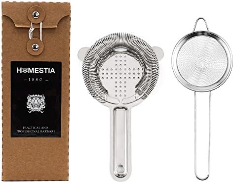Cocktail Strainer Set Stainless Steel Bartender Tools Hawthorne Strainer &amp; Fine Mesh Double Strainer by Homestia