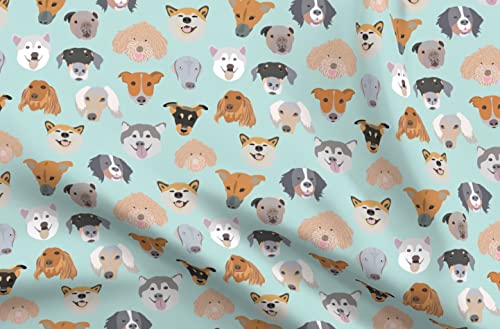 Spoonflower Fabric Dog Happy Puppy Face Husky on Petal Signature… at Amazon