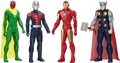 Marvel Avengers Legends Titan Hero Series 4 Action Figures, 12-Inch Collection Set - Thor, Iron Man, Ant-Man and Marvel s Vision
