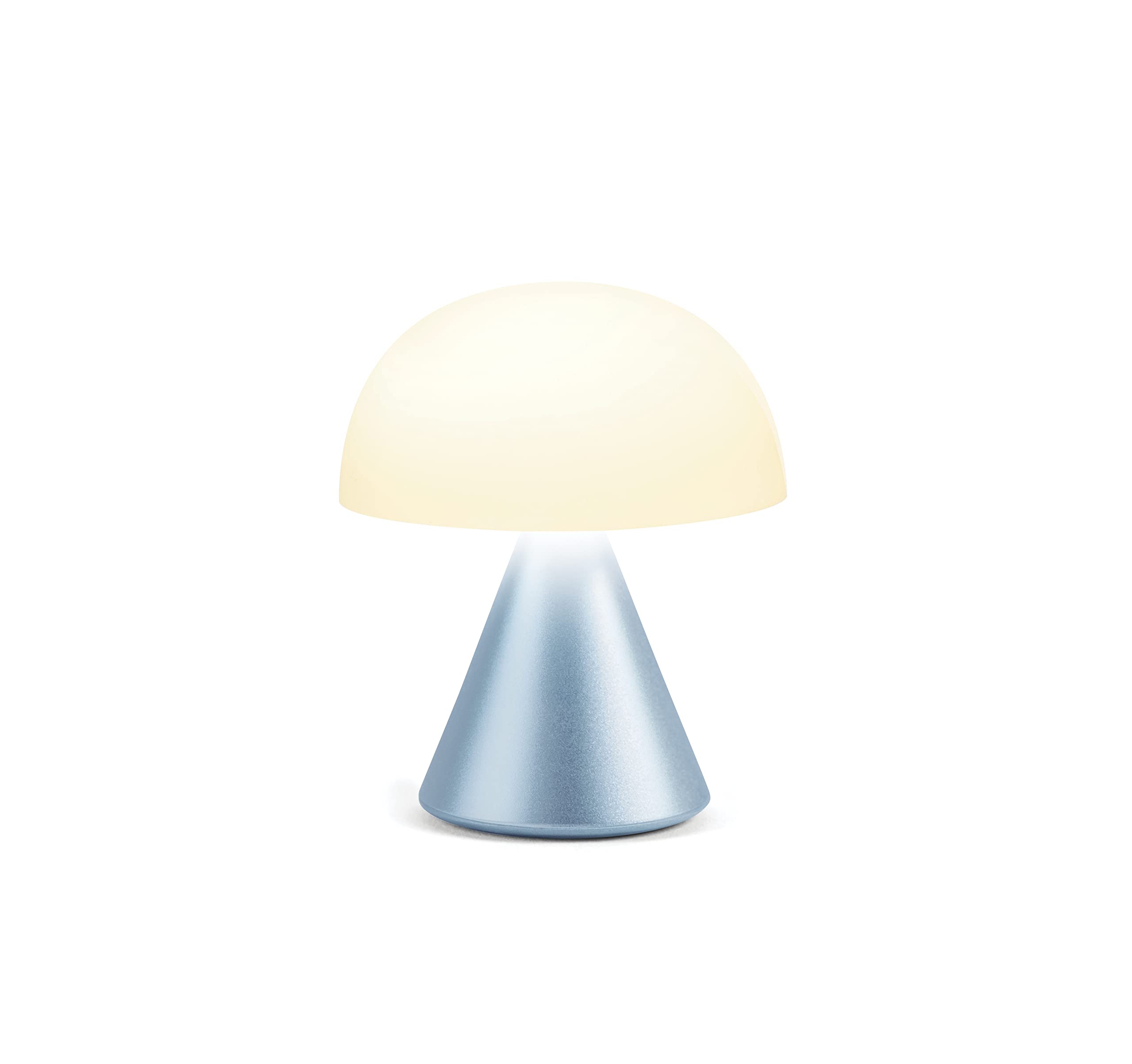 Lexon Mina Small Mushroom Lamp - LED Portable Bedside Light for Bedrooms, Kids & Nursery - Rechargeable with 12h Autonomy & Memory Dimmer, Aluminum - Light Blue — image 1