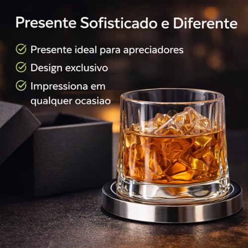 Kit 2 Copos Whisky com Base Sofisticada 170ml Cristal Transparente Premium Vidro Reforçado Drinks Luxo