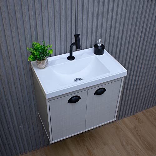RIVERZZA Gabinete Armario para Banheiro 100% MDF com Cuba - Siena Lineo 50cm