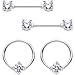 Body Candy Steel Clear Accent BCR Captive Ring Straight Barbell Nipple Ring Set of 4 14 Gauge 9/16