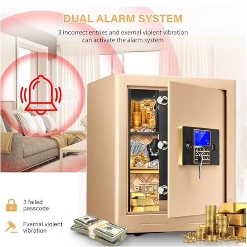 2.7 Cubic ft Steel Home Security Safe, Extra Large Heavy Duty Home Safe with Programmable Electronic Keypad Lock & Key, Digital Security Safe Box for Secure Documents, Jewelry, Valuables Money
