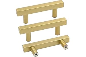 goldenwarm 5Pack Gold Cabinet Handles 2 1/2inch Hole Centers Brushed Gold Drawer Handles for Cabinets Pulls Drawer Pulls Kitc