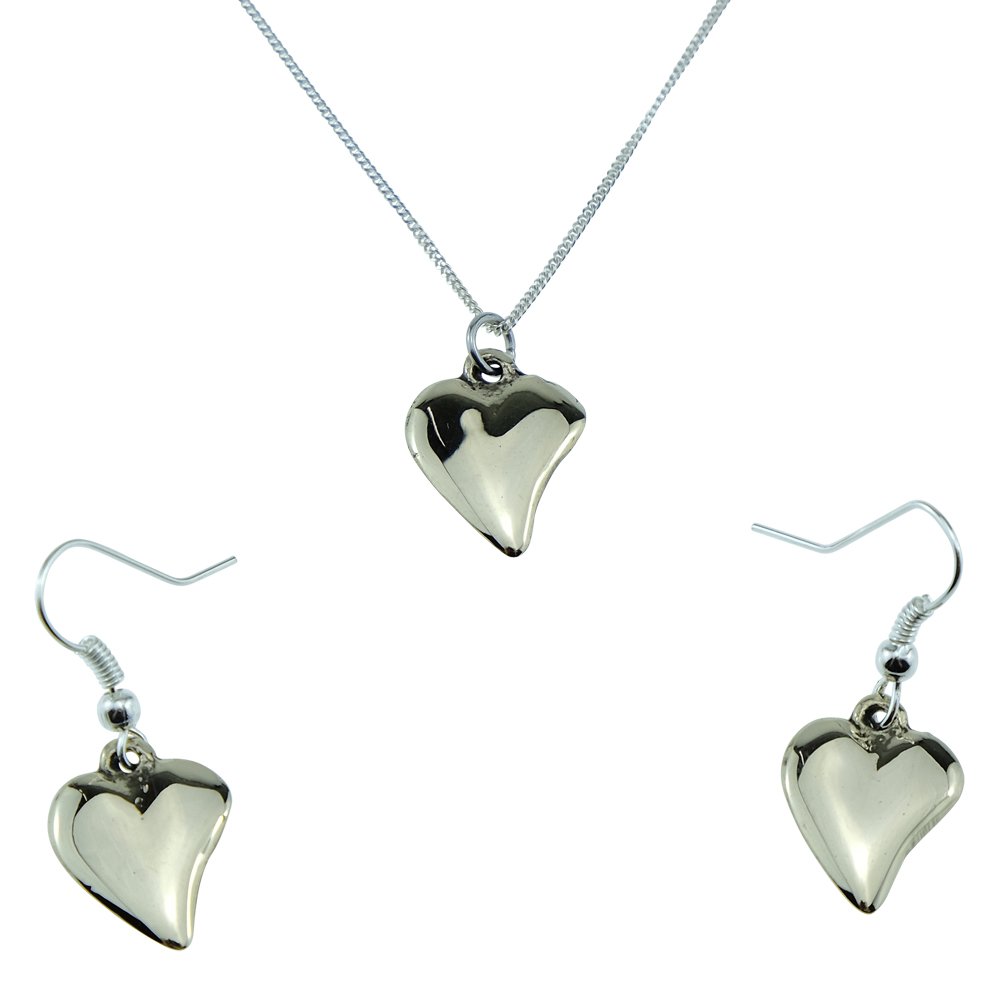Pirantin Bronze Earring Pendant & Necklace Heart Set 8th Anniversary Idea For Wife