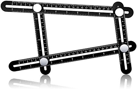 ASQXZ Premium Aluminum Alloy Angle-izer Template Tool Multi Angle Ruler Template Tool for Tile &amp; Flooring Measuring-Metal Screws Cap-Durable Multifunction Ruler