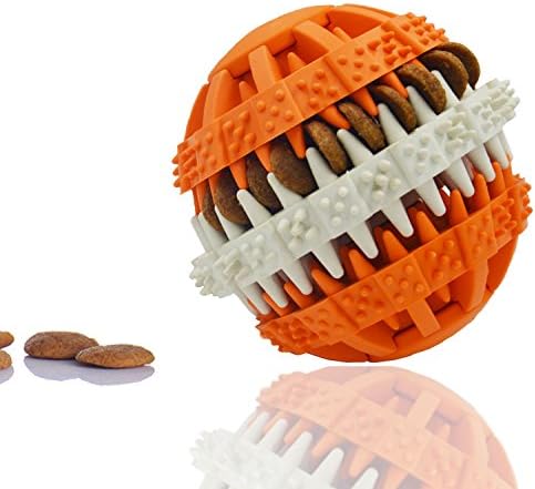 Dog Toy Rubber Ball for Pet IQ Training/Chewing/Tooth Cleaning,Non-Toxic 3.2inch Diameter(Orange)