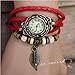 Woman Lady Men Hot Fashion Classic Leather Strap Roma Number Dial Quartz Watch WHS1 (Red-3)