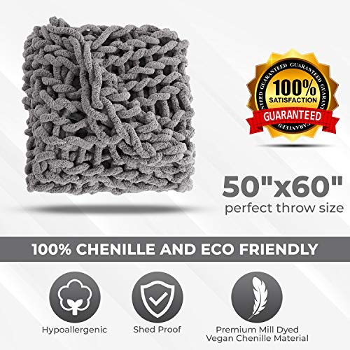 Lake Island Chunky Chenille Blanket NO Shedding Super Soft Handmade 50