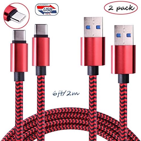 Type c charger cable(3.0),Roseking braided 6.6ft fast charger USB 3.0 Type-C Cotton Braided Fast Charge Cord, for Apple Macbook,sasung Dell XPS 13, Nintendo Red