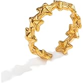Kokoma Minimalist Star Stacking Ring for Women Open Statement Ring Adjustable Finger Band Promise Eternity Rings Comfort Fit Fashion Jewelry