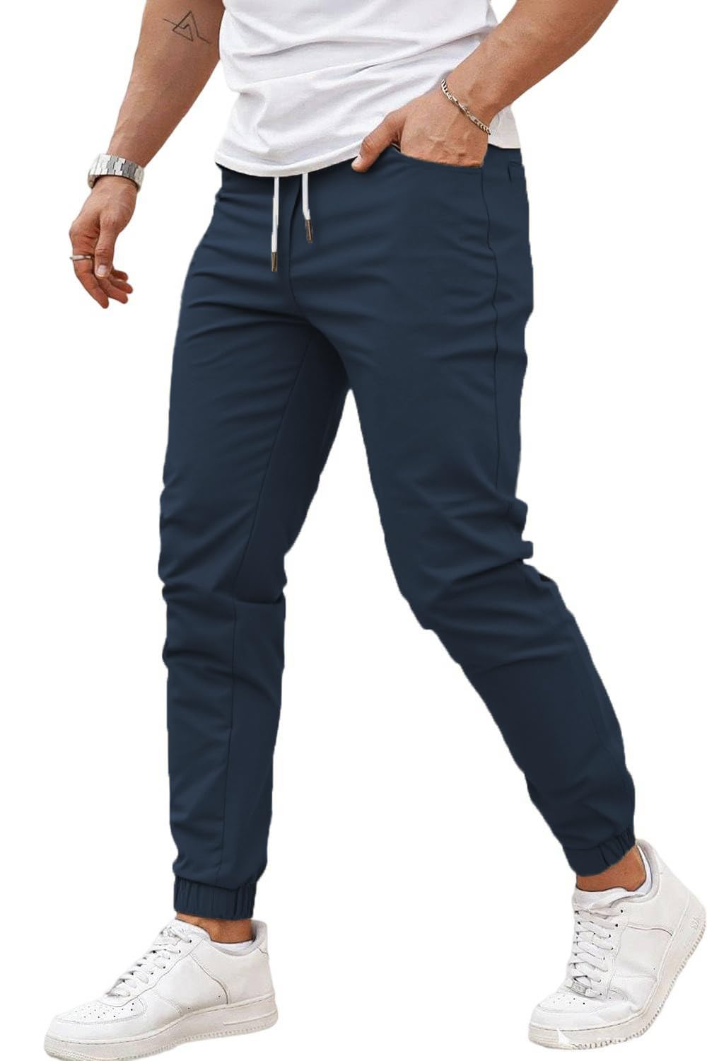 GINGTTO Heren Cargo Joggerbroek Slim Fit Stretch met Zakjes