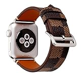 NewSilkRoad For Apple Watch Band 38mm,Classic Plaid Pattern Leather Band Strap with Stainless Metal Buckle for Apple Watch Series 3, Series 2, Series 1, Sport & Edition (C)