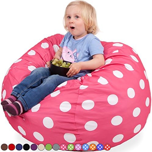Oversized Bean Bag Chair in Candy Pink &amp; White Polka Dots - Machine Washable Big Soft Comfort Cover &amp; Memory Foam Filler - Cozy Lounger &amp; Bed - Kids &amp; Teens Love This Huge Sack - Panda Sleep Furniture