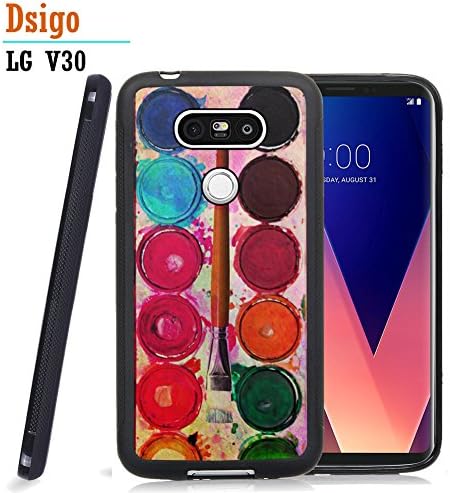 LG V30/LG V30 Plus case/LG V30S Case TPU Black Full Cover Protective for LG V30/V30 Plus/V30S (2017) - Watercolor palette